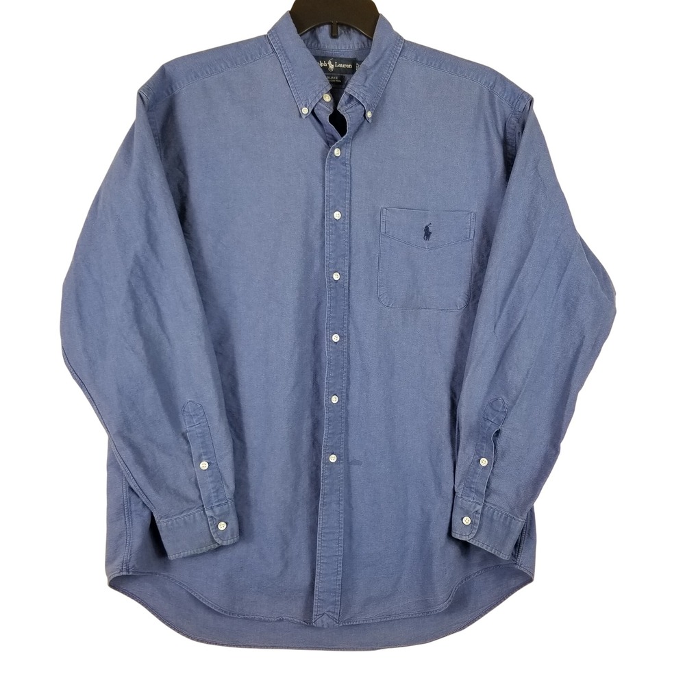 Ralph Lauren Blake Mens XL Blue Cotton Button Down Long Sleeve Shirt Pony Logo